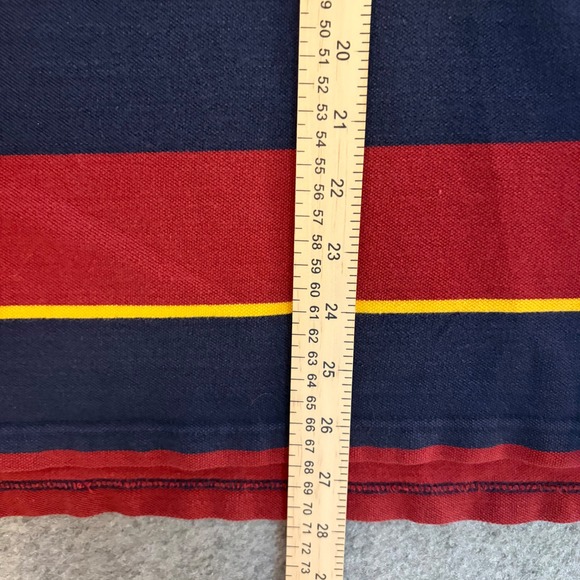 US Polo Assn Mens XL Polo Shirt Red Navy Blue Yellow Striped Short Sleeve - Picture 6 of 8
